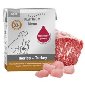 platinum-adult-menu-iberico-turkey-svinjetina-i-puretina-hra-60725-4260208742379_1 PLATINUM Adult Menu Iberico & Turkey svinjetina i puretina hrana za pse 90g